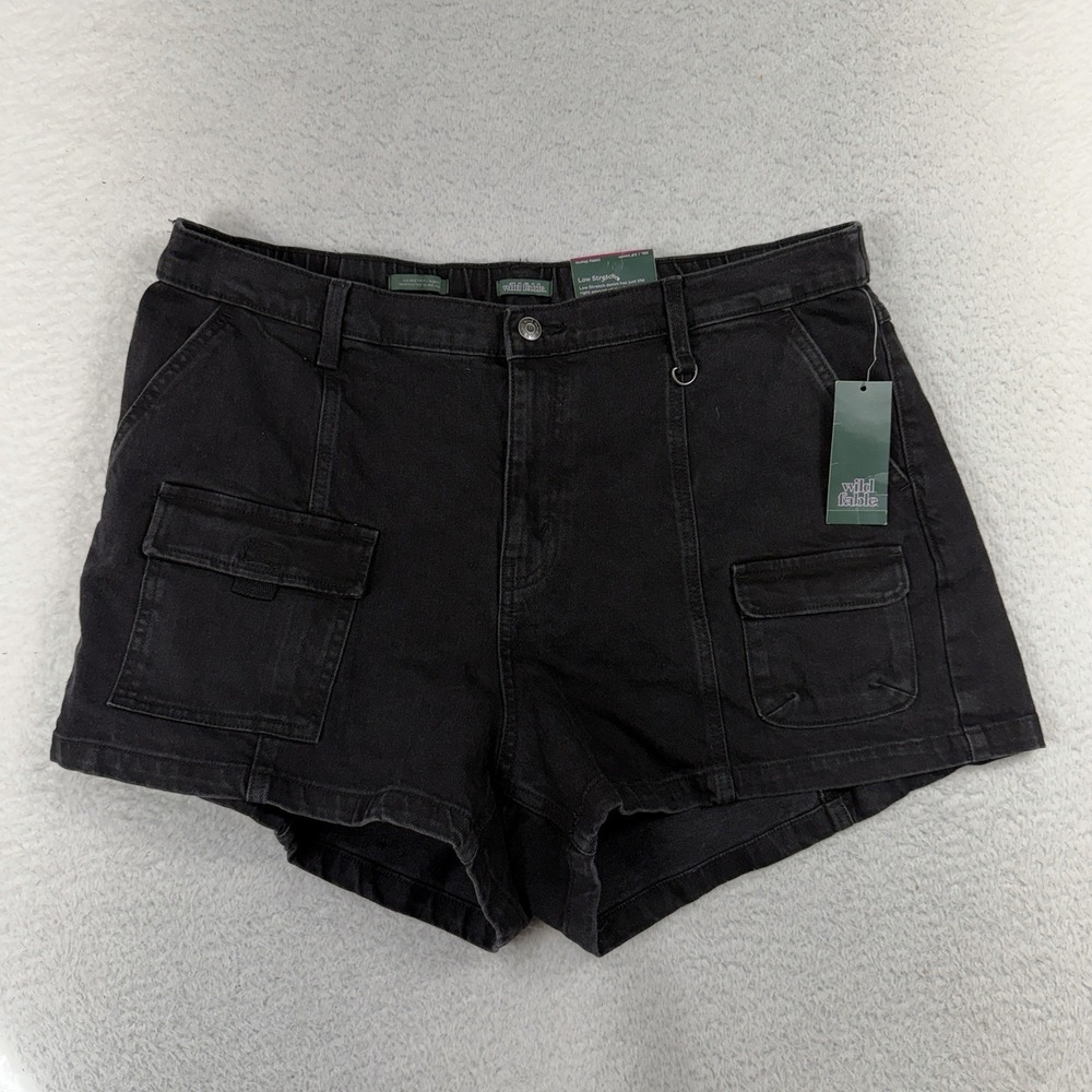 Wild Fable Jean Shorts Womens Black Denim Low Stretch Utility Shorts XXL W37 NWT